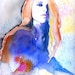 Print of Watercolour Fashion Illustration. 8.5" x 11". Titled: Blue