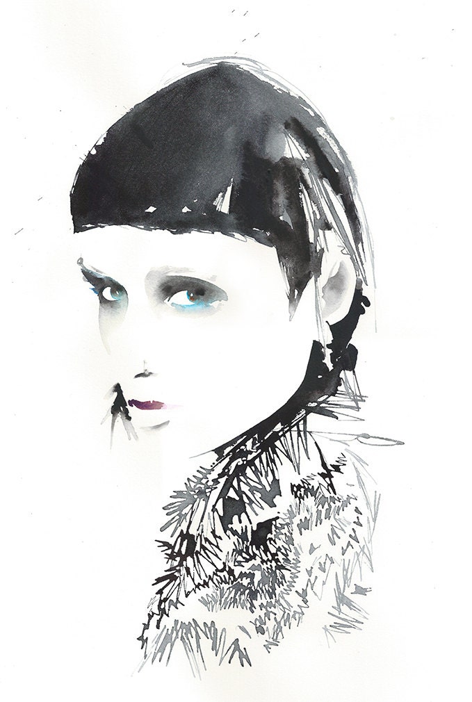 Print of Original Fashion Watercolor Illustration. Titled: Punkink 3