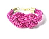 Silk Cord Knot Bracelet in Hot Neon Pink, Sailors Knot Magenta Bracelet