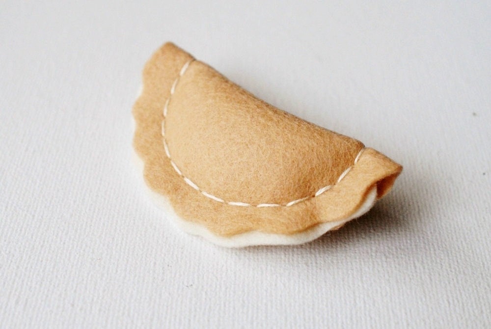 The Pierogi Pin - Wool Felt Food Brooch - Pennsylvania Dutch Dumpling