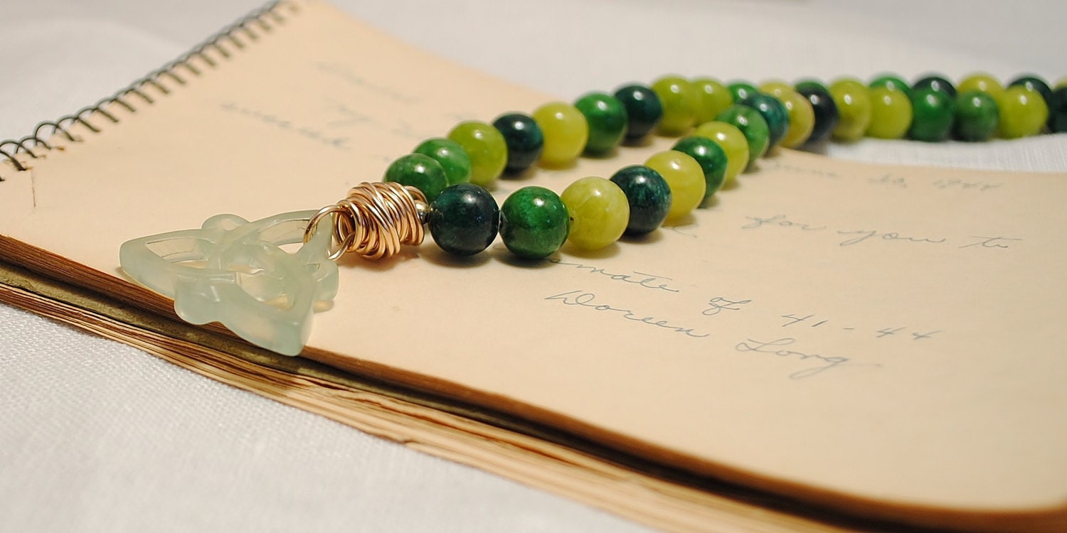 Celtic Knot Necklace with mixed jade beads