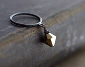 Glamorous Swarovski Crystal Dangling on Oxidized Sterling Silver Ring