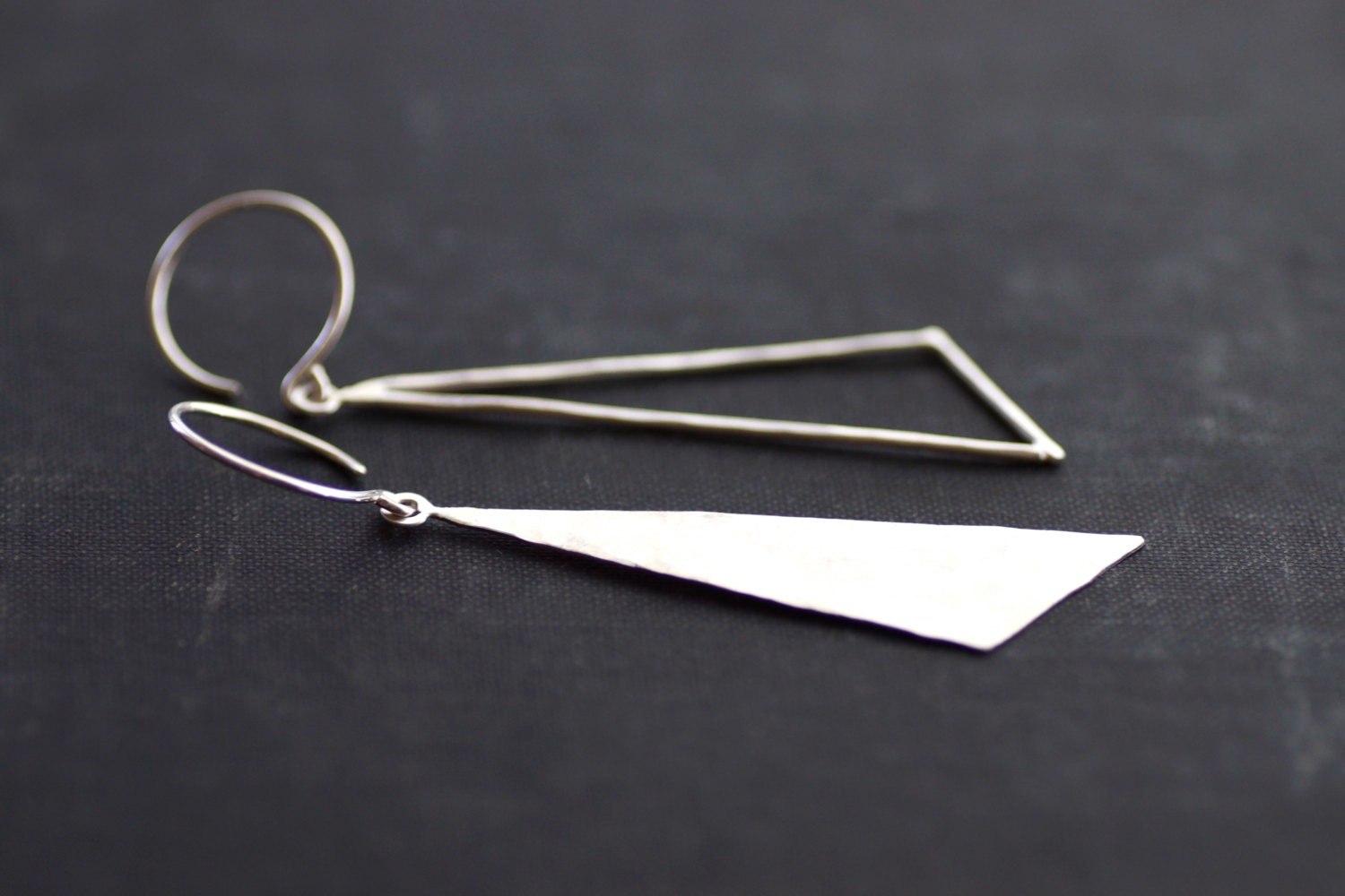 Sterling Silver Asymmetric Triangle Dangle Earrings