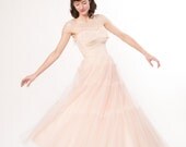 Vintage 1950s Dress - 50s Dress - Blush Pink Tulle