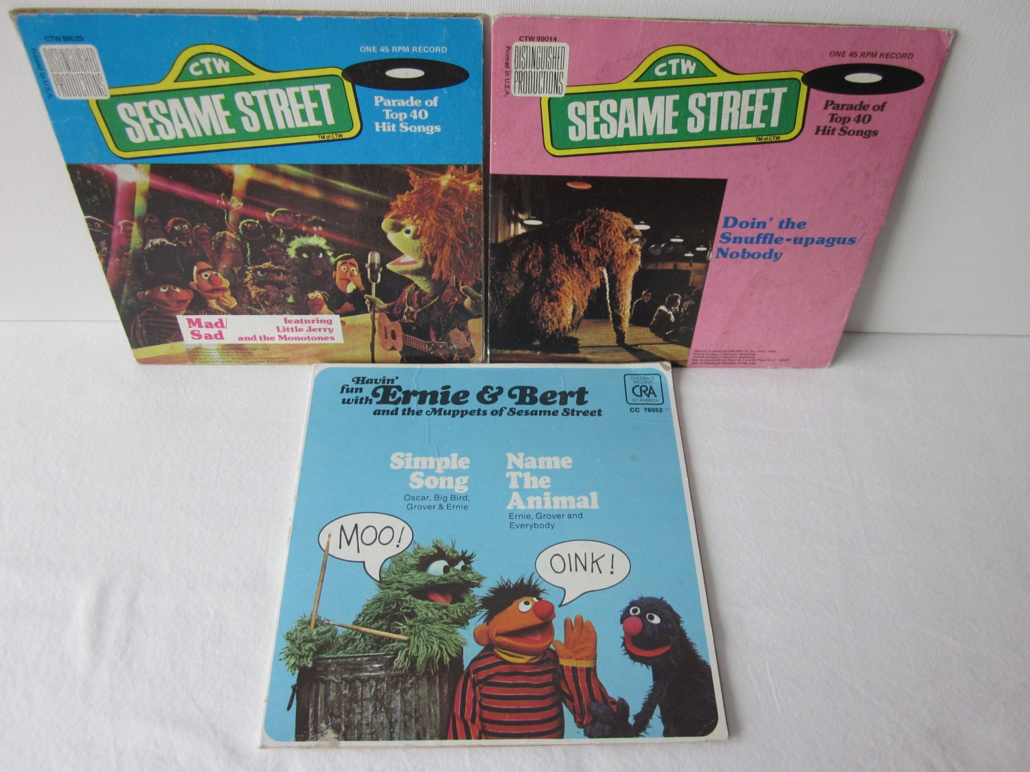 Vintage Sesame Street Records - 45 RPM