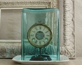 Large Antique Blown Aqua Glass Battery Jar