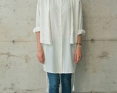 All In One Long Tunic / Cozy Layered White Dress / Oversized Shirt and Vest