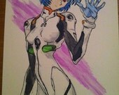 Rei Ayanami in watercolor