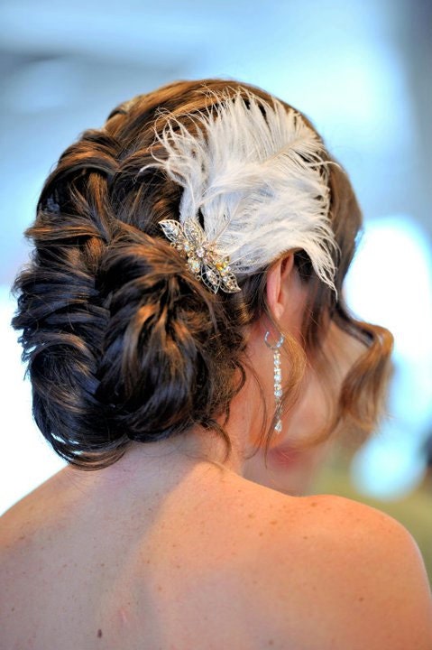 Custom Bridal Feather Fascinator White Peacock
