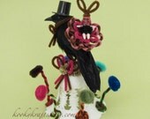 Apocalyptic Party Gift or Centerpiece with Vintage Crow and Bunny Baby