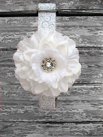 White Wedding Dog Collar with White Flower Accessory