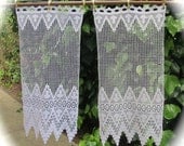 White Cafe Curtains, French Lace Kitchen Curtains,  Lace Curtains, Rayon Thread