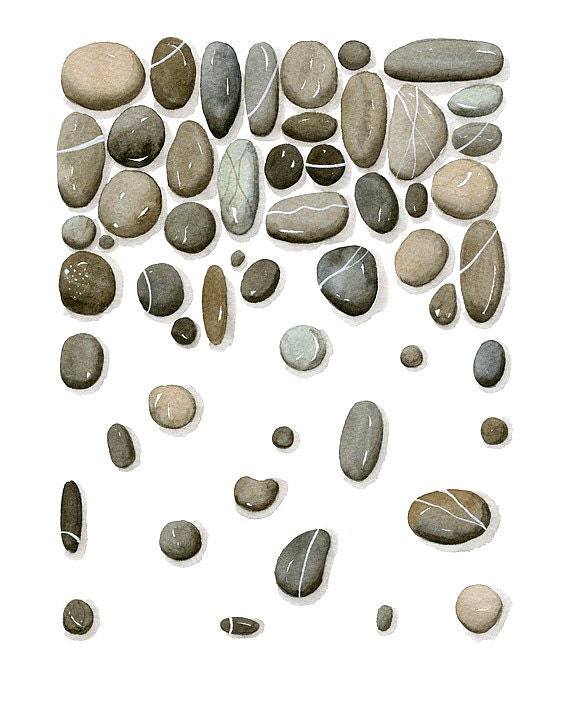 Pebbles No.47 - Watercolor Art Print, Limited Edition - Original Watercolor Painting by Lorisworld (8 by 10)