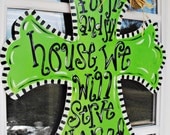 CROSS "As for me and my house" Wood Cut Out Door Hanger