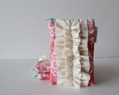 small ruffle zipper pouch -- coral & mint