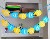 Fish Happy Birthday Banner, Fish shape Banner A704 Il_170x135