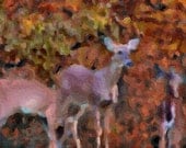 Watercolor Painting DEER in Autumn 8x10 Giclee Fine Art Print Nature Animal Painting Woodland