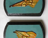 honey bee wing specimen, set of two original paintings