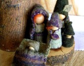 Waldorf Forest Family Playset, Peg Doll Family Play set, Waldorf Doll house, Tree House Family, purple, hunter green, sage green, gnome baby