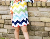 Rainbow Chevron peasant dress