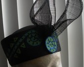 Tribal Straw Pillbox Hat