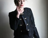 Sexy Black Lace Bolero Jacket with Golden Chinese knot Buttons size S-XS