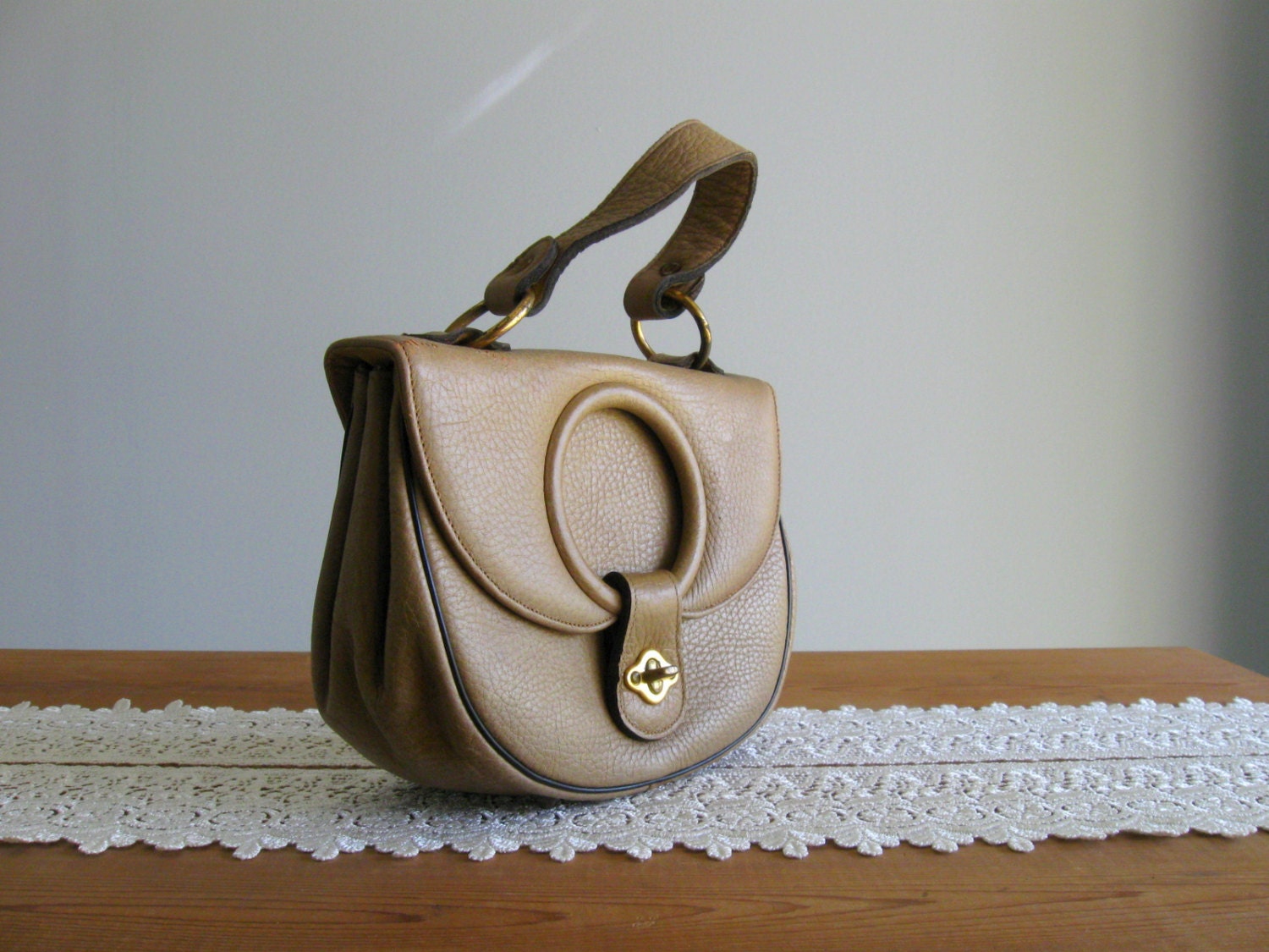 1950's purse / 50s 60s Etra leather curvy little kelly bag