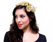 Vintage Flower Hat -  Designer Jeannette 1950s 1960s Bridal Statement Floral Fashion Accessory / Pastel Petals