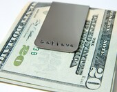 Silver Hand Stamped Money Clip Initial, Monogram, Name, or Saying of your choice