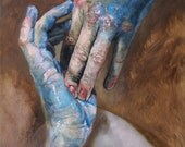C.M. VIII - original collaborative oil painting triptych by Cara and Louie
