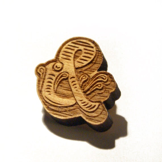 Ampersand Wooden Brooch: Typography & And