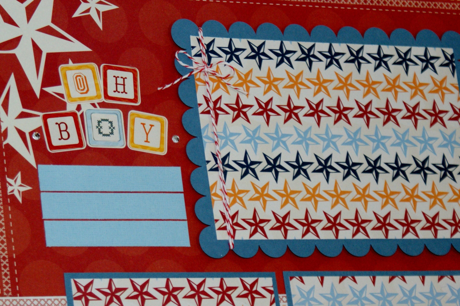 Premade Baby Boy Scrapbook Pages, 2 Page Layout, 12 x 12, Baby Boy Album Pages, Baby Boy Layouts