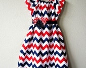 Baby Girl All-American Chevron Angel Dress with Belt