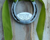 The Lucky Baby Horseshoe (TM) - Welcome Baby with Much Love and Luck - Custom Personalized for the Nursery - Baby Announcement Stats
