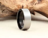 Size 10.75 - Titanium Lined With African Blackwood Wood Ring Titanium Ring