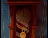 Art Print, Children Illustration, Nursery Room Print "Gnomes with the Clock" 11X17 inches
