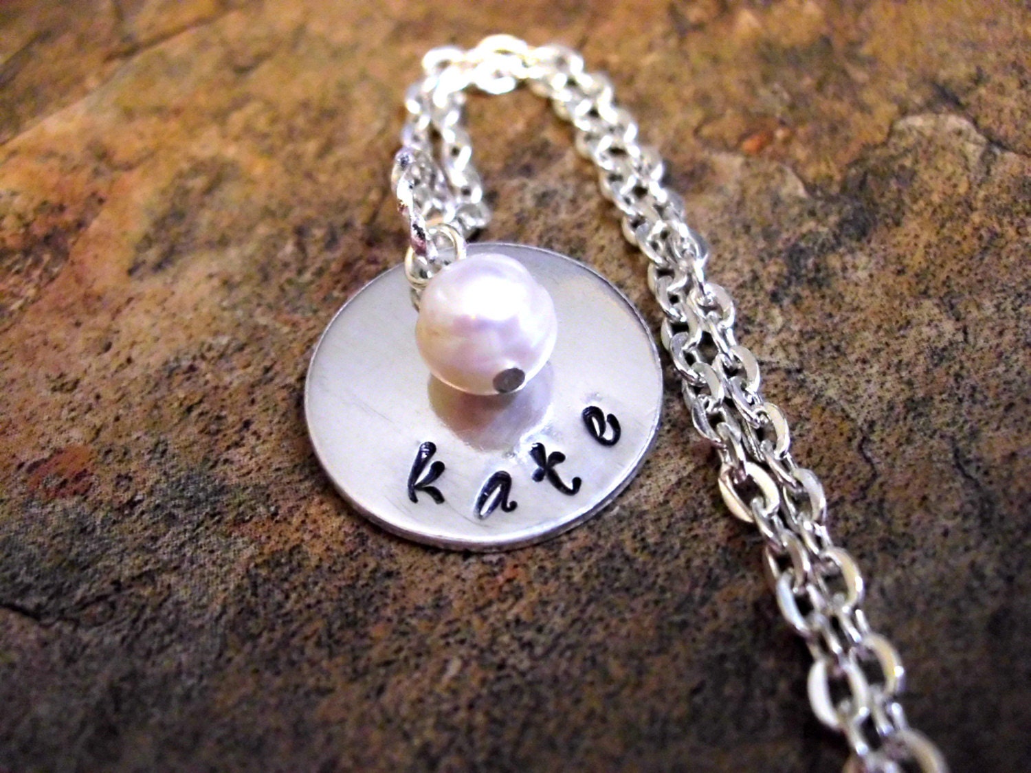 Wedding Necklace, Wedding Jewelry, Personalized Jewelry, Hand Stamped Jewelry, Bride Necklace, Pearl Necklace