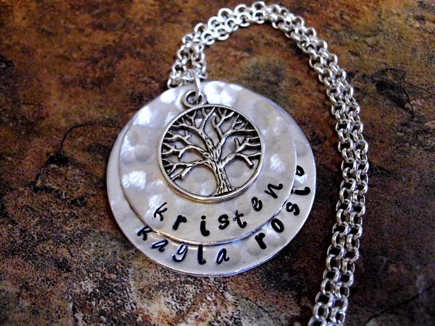 Personalized Jewelry, Mommy Necklace, Personalized Necklace, Hand Stamped Jewelry, Family Tree Necklace