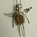 Angel Sheryn Swallowed A Fly - Up Cycled Sterling, Amber, And PMC - Echo Friendly - Art Jewelry Pendant - 1178