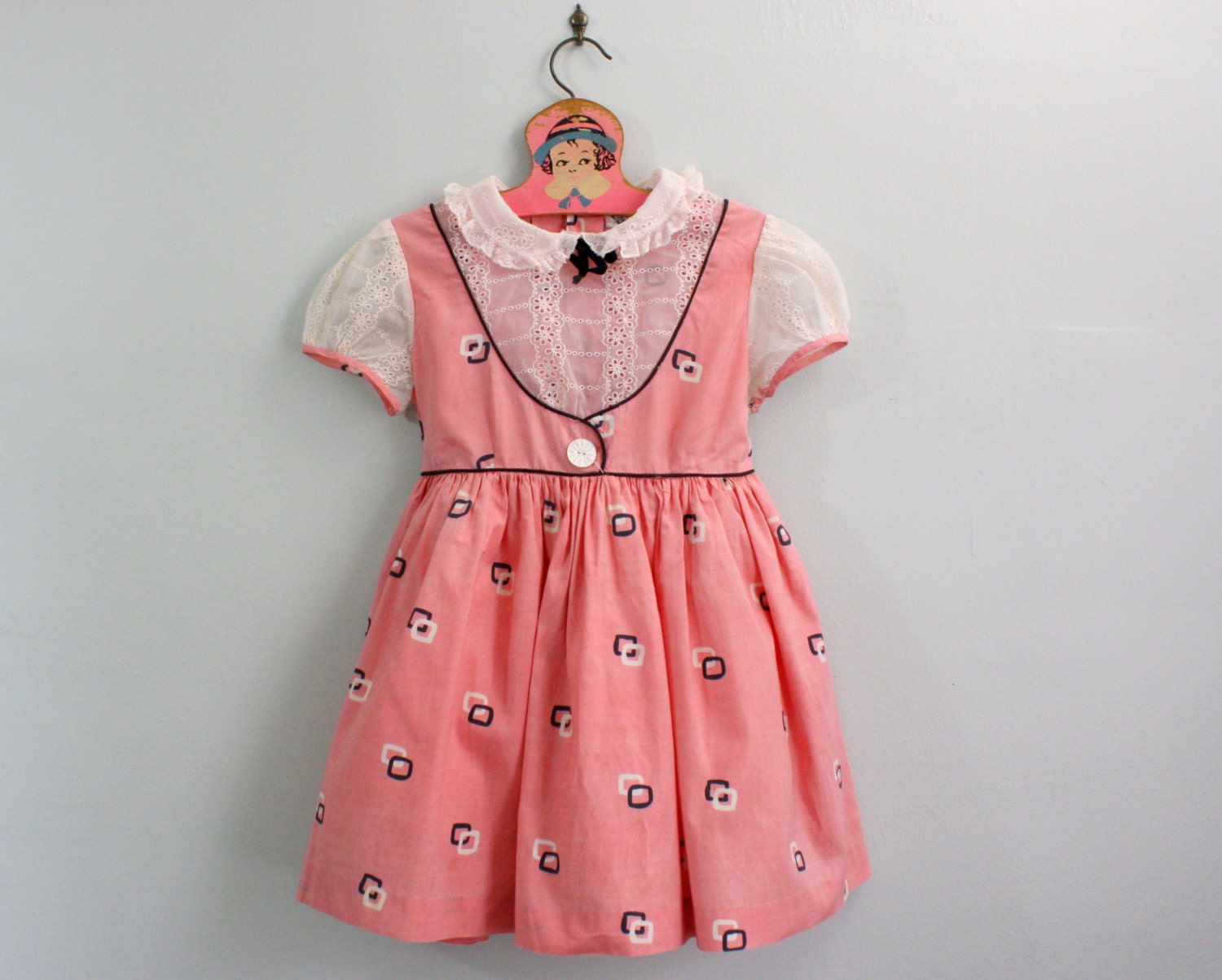 1950s girl's dress / 50s childs dress / pink dress