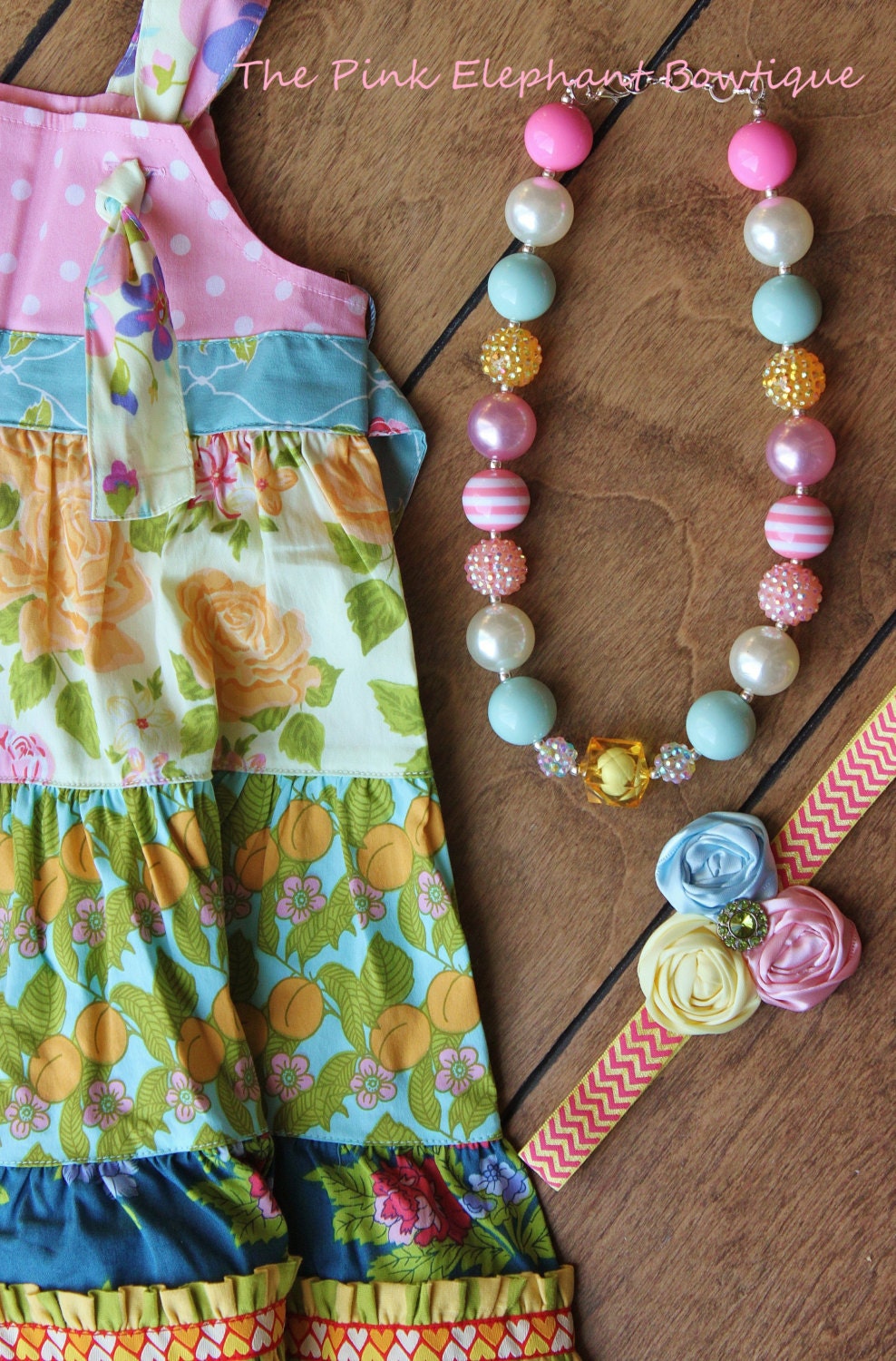 M2M Good Hart-Headband & Necklace SET-Chunky Gumball Necklace-Toddler Necklace-Baby Headband-Photo Prop-M2M Matilda Jane