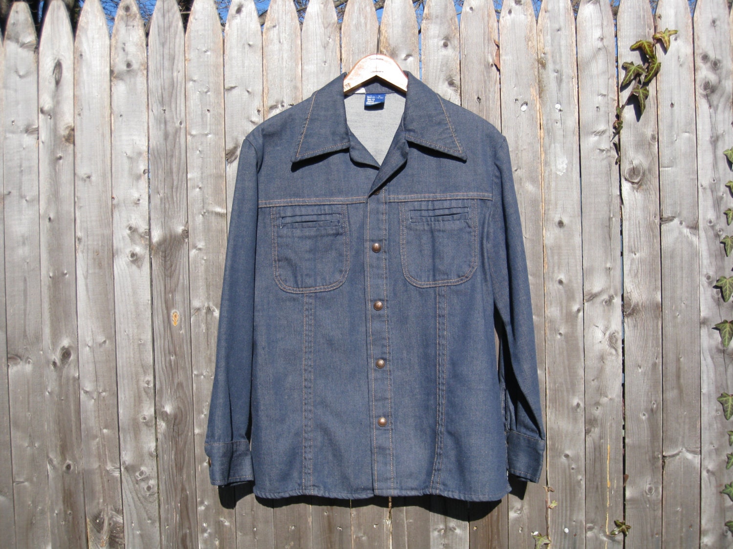 Vintage Sears Denim Shirt Jacket Mens Small
