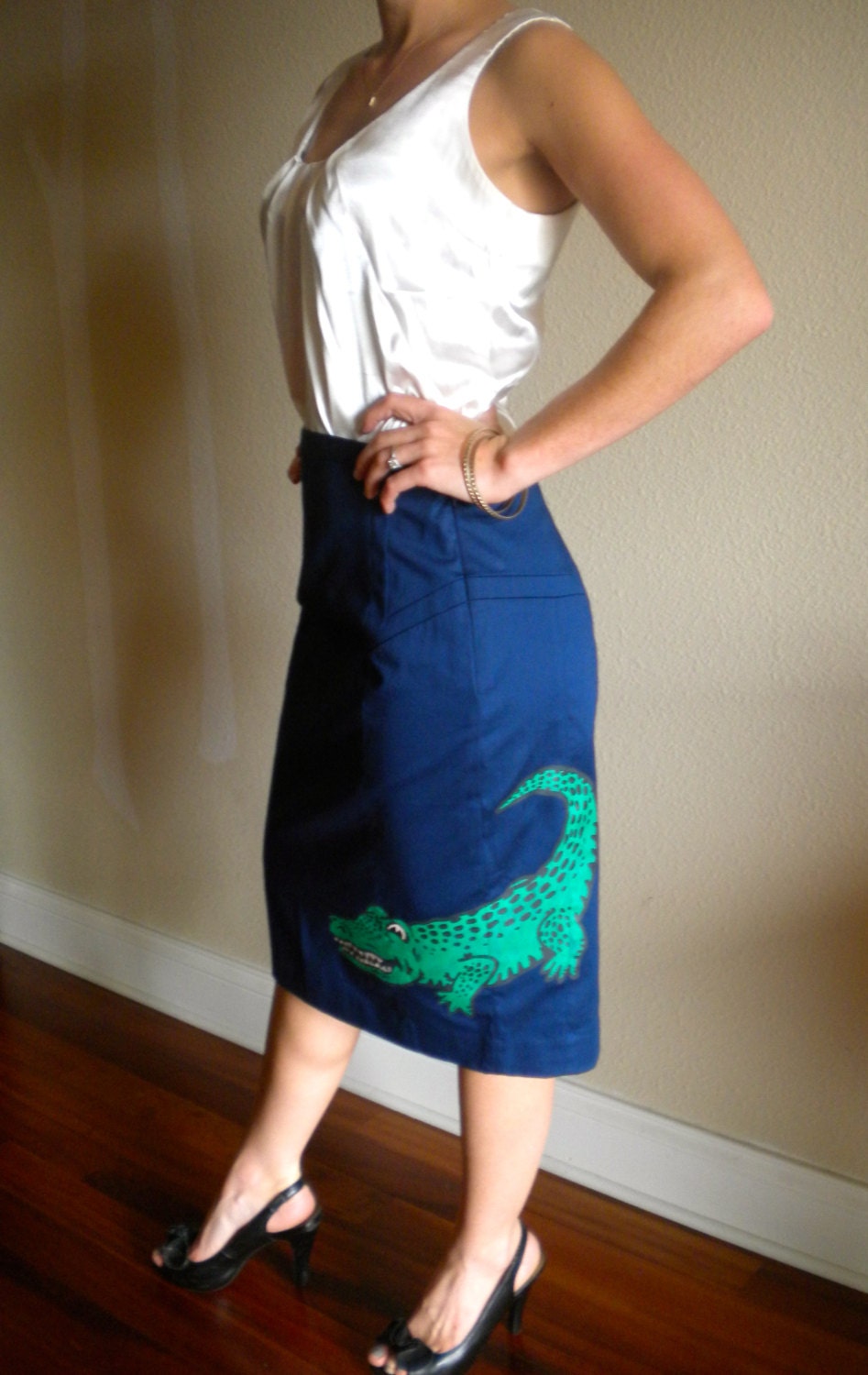 UF Vintage Gator pencil skirt Blue University of Florida small size 6