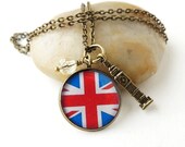 London Necklace Big Ben Union Jack Flag Charms UK