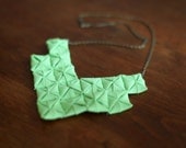 Geometric necklace,Fabric necklace,Bib necklace, Origami necklace,Statement Necklace,Bold,Summer necklace,Bohemian necklace in Green