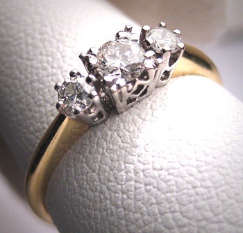 Antique Platinum Diamond Wedding Ring Band Vintage 18K
