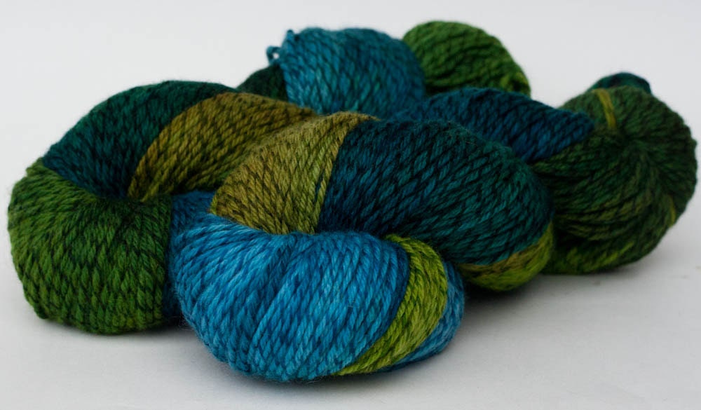Hand-dyed Licorice Twist merino yarn: Confluence, 4 oz