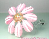 Pink Glass Flower Sculpture, Handmade Lampwork Art Glass