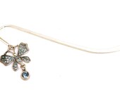Blue Crystal Silver Butterfly Metal Bookmark