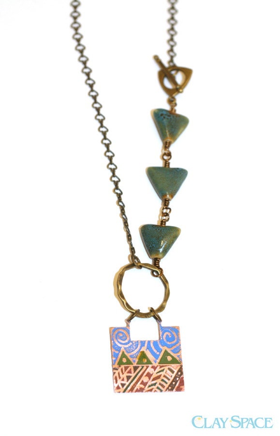 Etched Square Pendant - Tribal Lands